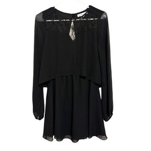 2/$30 BCBGeneration - Black Long Sleeve Dress w/ Lace Accent